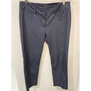 Ann Taylor Factory Women's Crop Dress Pants Sz  8 Navy & White Stripes & Circles